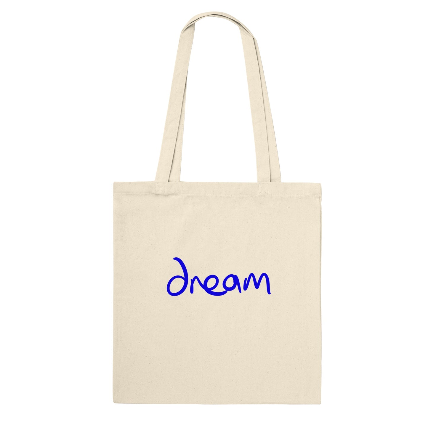 'Dream' Blue on natural Premium Tote Bag. Free Shipping.