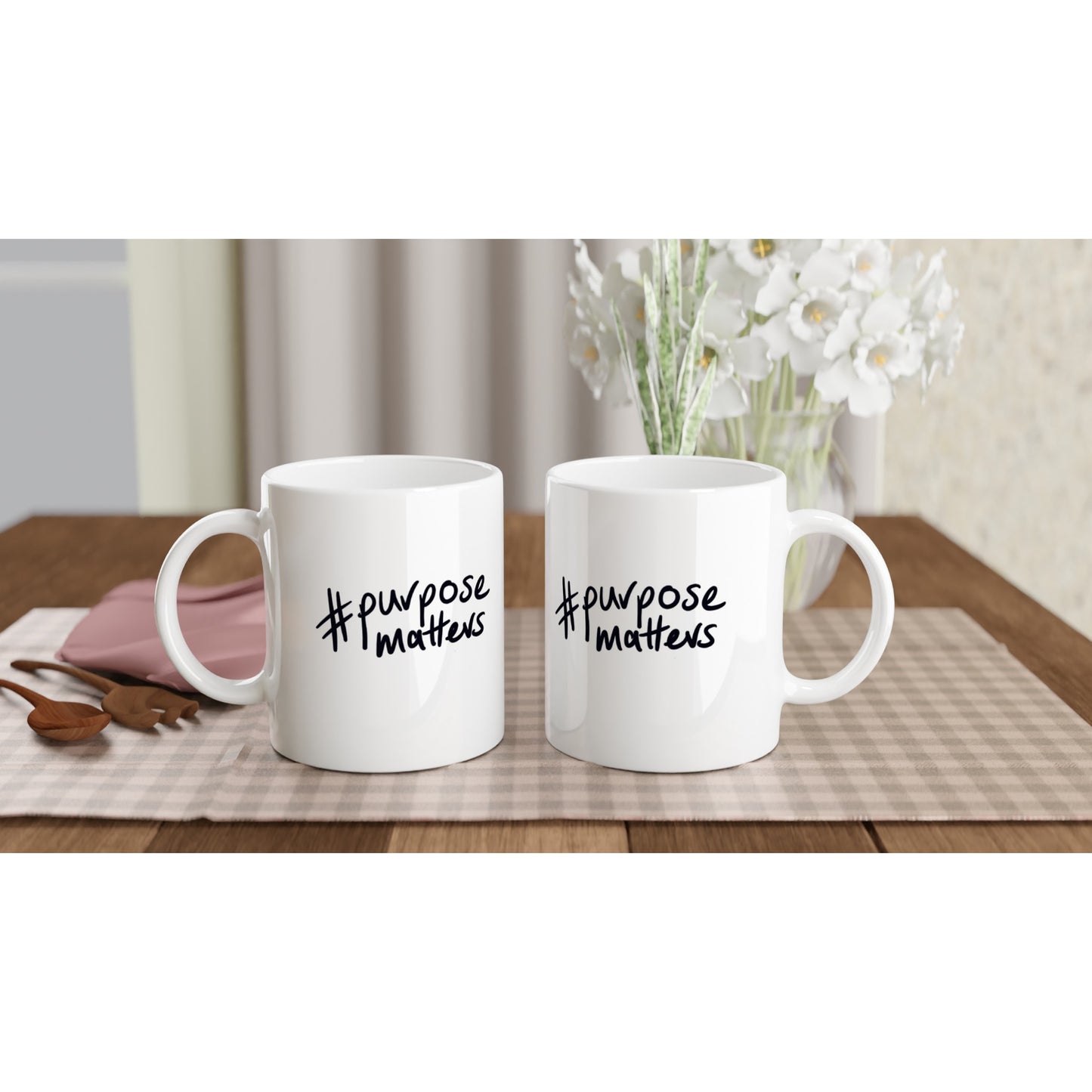 '#purposematters' black on White 11oz Ceramic Mug. Free shipping