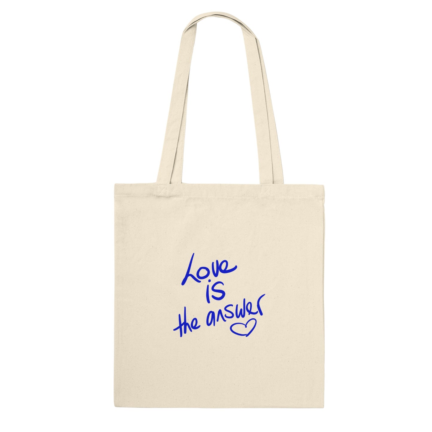 'Love is the Answer' Premium Tote Bag (both sides print). Free Shipping.